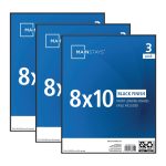 Mainstays Picture Frames, 8 x 10, Black, Front-Loading, Wall or Tabletop, Set of 3