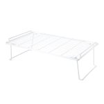 Mainstays Metal Wire Stacking Shelf Organizer for Kitchen Cabinet and Pantry Storage, 22" x 10" x 7", White