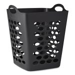 Mainstays Flexible Square Laundry Hamper, Black Plastic