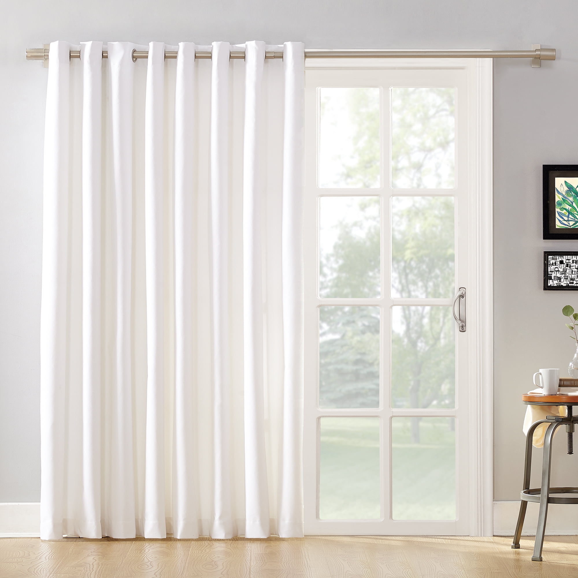 Mainstays-Sliding-Glass-Door-Thermal-Lined-Room-Darkening-Grommet-Curtain-Panel-White-100-x-84_6e57ea6d-0126-48de-b532-dc90a211d7df_2.c597f870fba667aa1785db7e9949c798.jpeg Mainstays Thermal Lined Room Darkening Sliding Glass Door Grommet Curtain Panel, 100 in x 84 in, White - Image 1