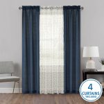Mainstays Curtain and Sheers Set, 4 Panels, Blue Moon, 27.5 in W x 84 in L