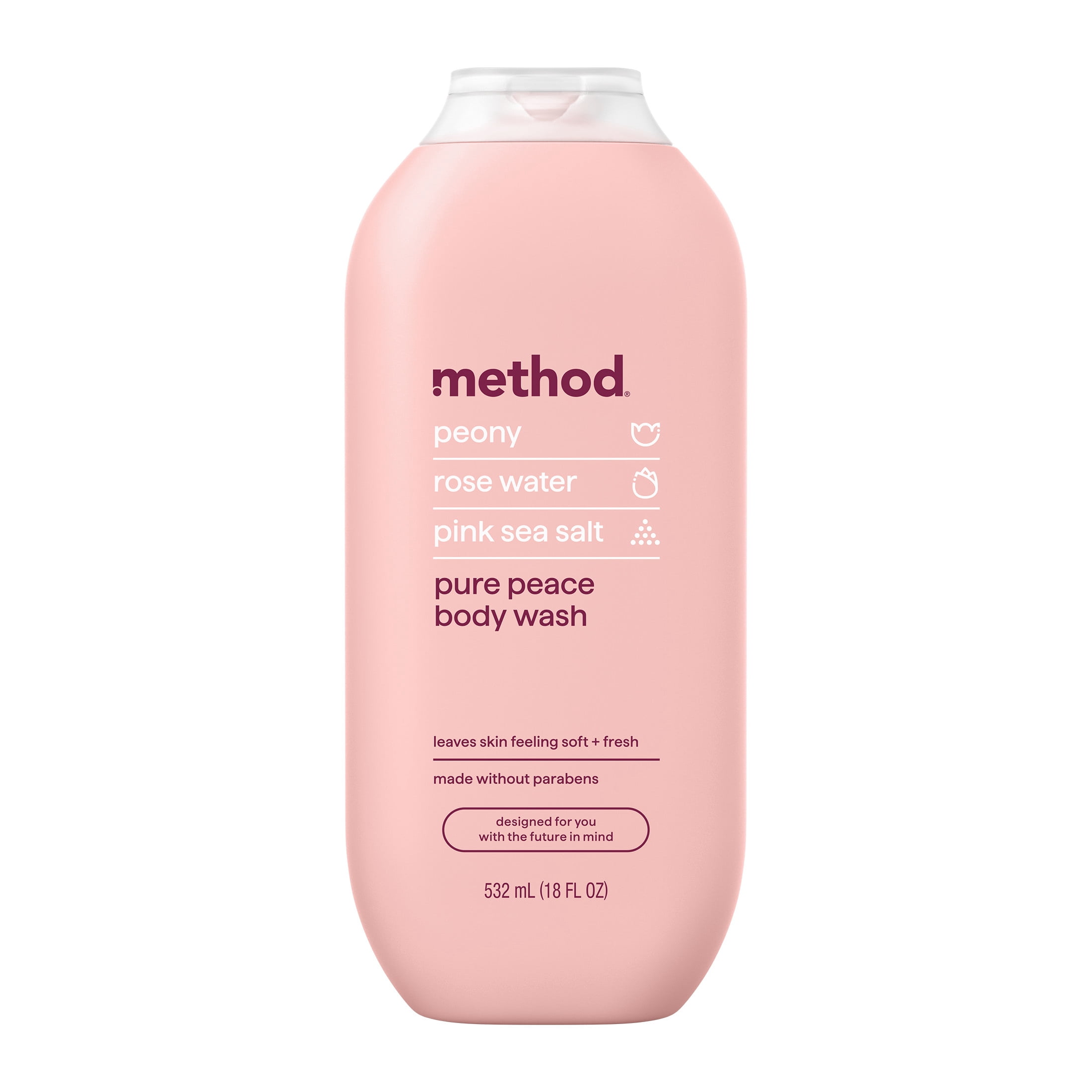Method-Body-Wash-Pure-Peace-18oz_d5eff2f9-c62d-4296-a16d-59bdd278fc82.d6c3cc00866546bac0cd8e5baef19c57.jpeg method Body Wash, Pure Peace - Leaves Skin Feeling Soft & Moisturized, Made Without Parabens, Notes of Peony, Rose Water & Pink Sea Salt, 18 fl oz - Image 1