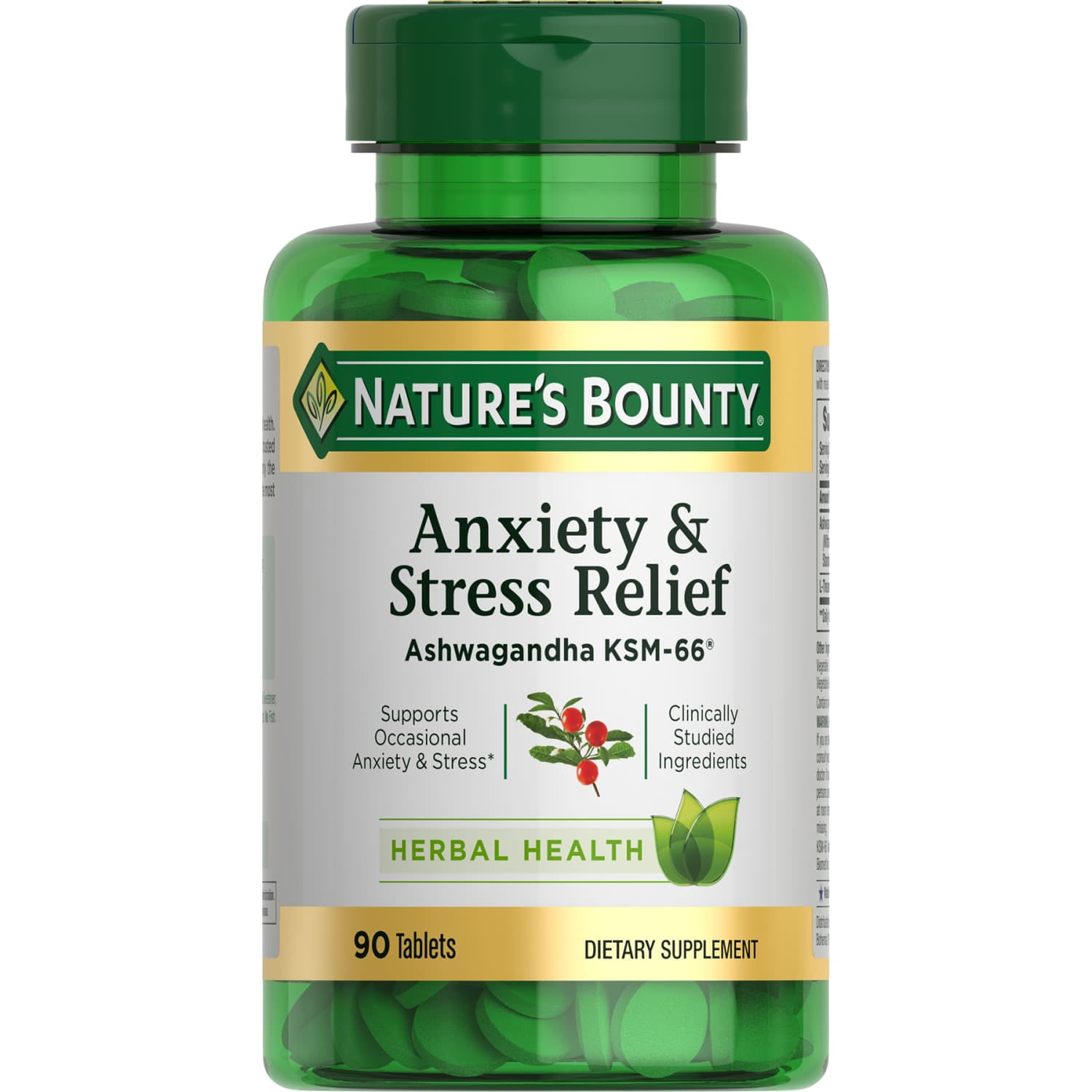 Nature-s-Bounty-Anxiety-Stress-Relief-Ashwagandha-KSM-66-Dietary-Supplement-Tablets-90-Ct_26576890-bf4f-42dc-a717-bdc522759e6c.6748702897c2b0d23de23fb253b2dd6f.jpeg Nature's Bounty Anxiety & Stress Relief Ashwagandha KSM-66, Dietary Supplement, Tablets, 90 Ct - Image 1