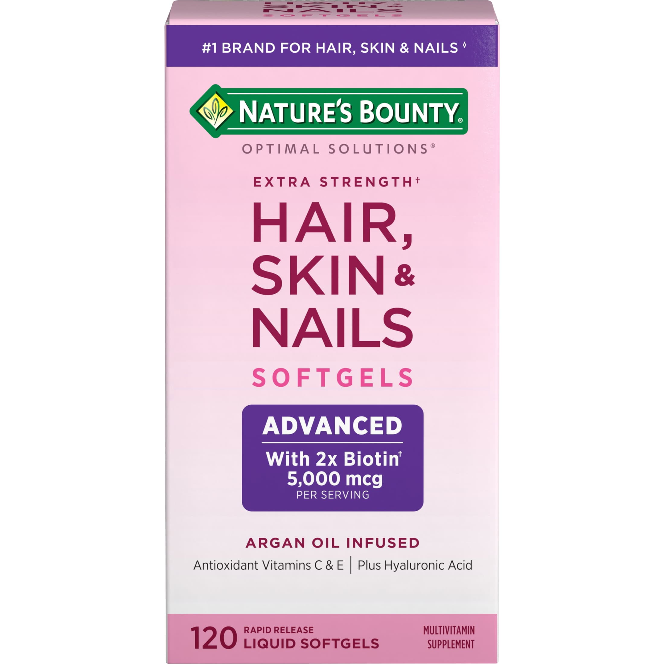 Nature-s-Bounty-Optimal-Solutions-Advanced-Hair-Skin-and-Nail-Biotin-Vitamins-A-C-E-Women-s-Multivitamin-Softgels-120-Ct_9f062fef-0563-4f97-8515-c609a6a9b095.b968d630804712a56835e3b3bf1b2080.jpeg Nature's Bounty Optimal Solutions Advanced Hair, Skin and Nail Biotin & Vitamins A, C, & E, Women's Multivitamin, Softgels, 120 Ct - Image 1