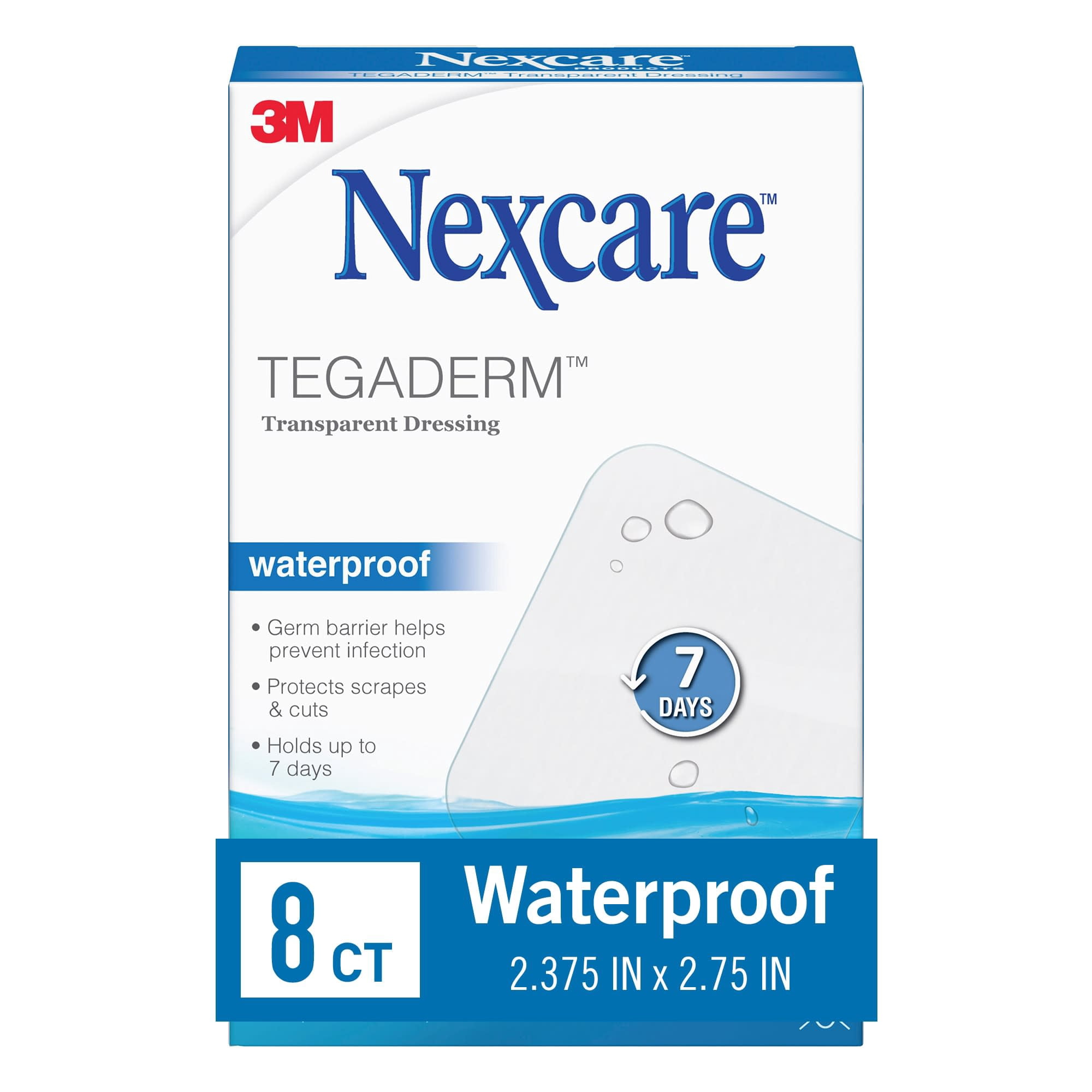 Nexcare-Tegaderm-Waterproof-Dressing-Hospital-Grade-Bandages-2-3-8-x-2-3-4-8-Count_6d5ee273-efac-49bc-ba69-22a060ab3b93.8662d45bc0c4181299b69a1b8f1e975e.jpeg Nexcare Tegaderm Waterproof Dressing, Hospital Grade Bandages, 2 3/8" x 2 3/4", 8 Count - Image 1