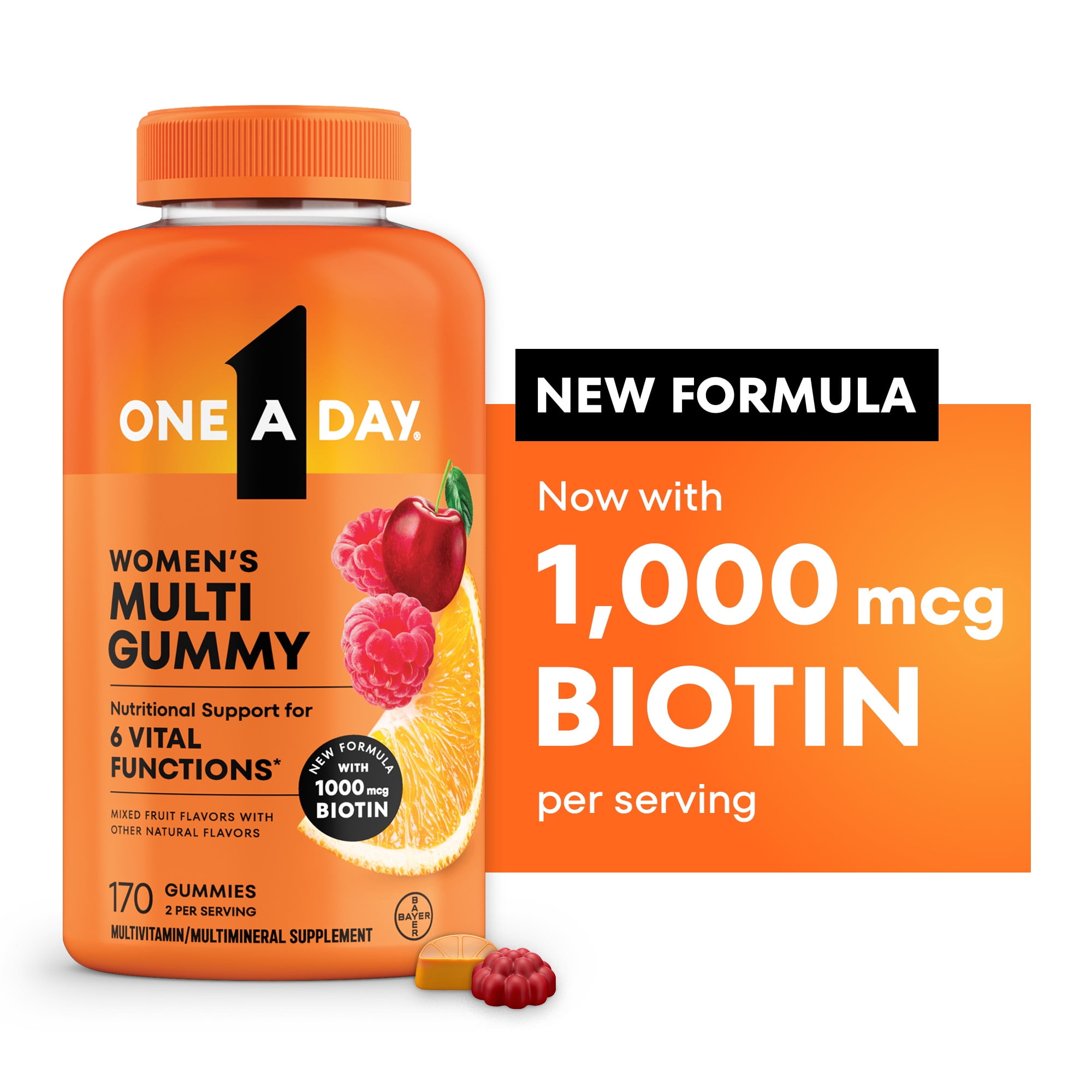One-A-Day-Women-s-Gummy-Multivitamin-Multivitamins-for-Women-170-Ct_dafcd124-0b7a-4a69-9427-16c288a0f137.94de851365231be7a81818a1bd79faa3.jpeg One A Day Womens Multivitamin Gummy with 1000mcg Biotin, for Hair, Skin & Nails, 170 Count - Image 1