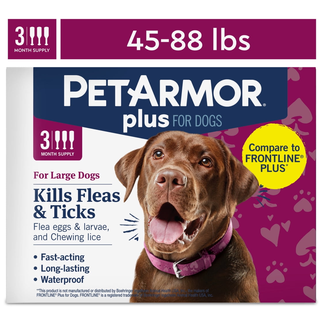 PETARMOR-Plus-for-Large-Dogs-45-88-lbs-Flea-Tick-Prevention-for-Dogs-3-Month-Supply_71119955-2945-4117-ba97-b293f11fd1d5.cc24f8640403ae444278da21cf6ea66d.jpeg PETARMOR Plus for Large Dogs 45-88 lbs, Flea & Tick Prevention for Dogs, 3-Month Supply - Image 1