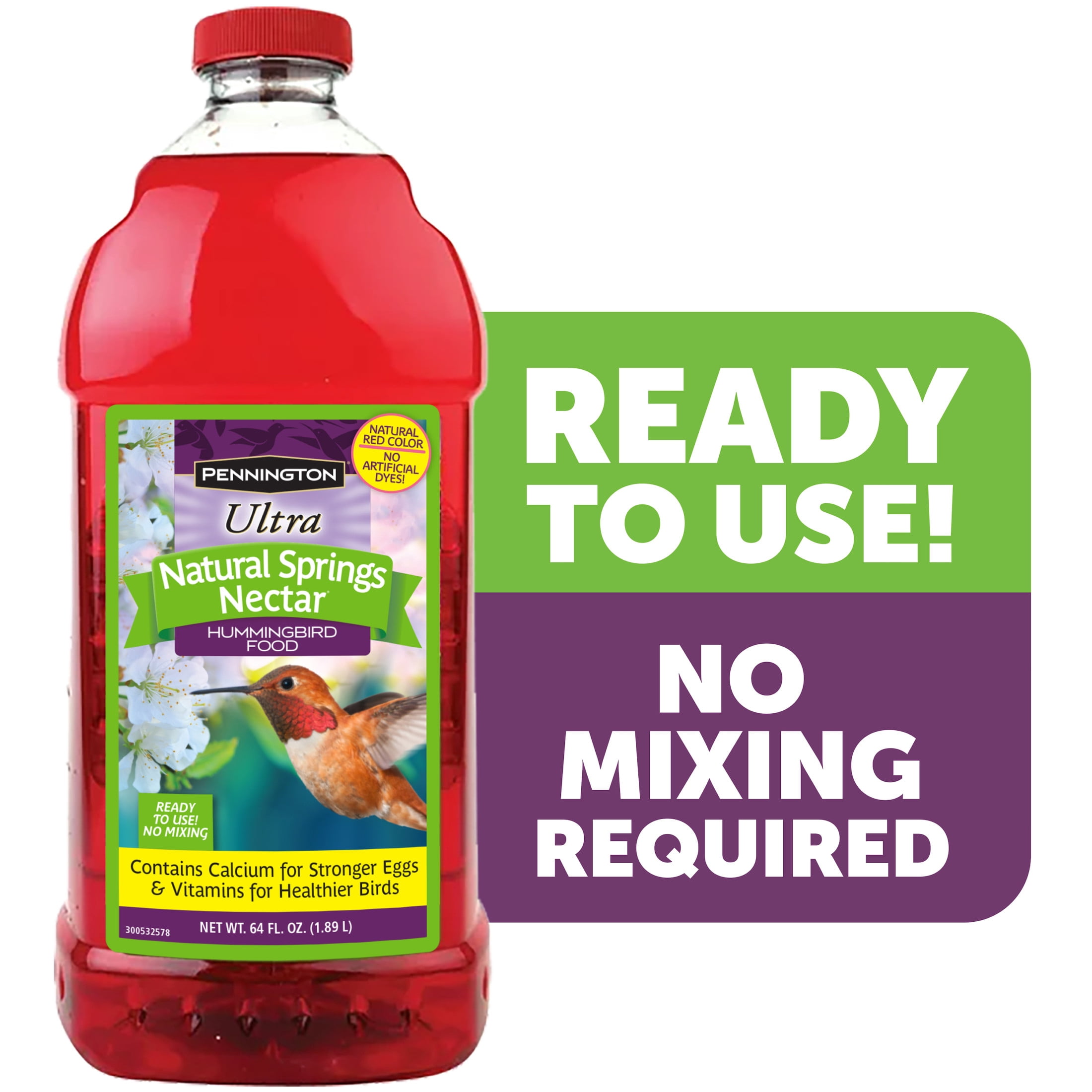 Pennington-Ready-to-Drink-Ultra-Hummingbird-Nectar-Food-No-Artificial-Dye-64-oz-Liquid-1-Pack_3d89f918-073c-4932-8dee-e714a67f88bc.035673e33926837a5727726d989101d2.jpeg Pennington Ready-to-Use Ultra Hummingbird Nectar Food, No Artificial Dye, 64 fl oz Liquid, 1 Pack - Image 1