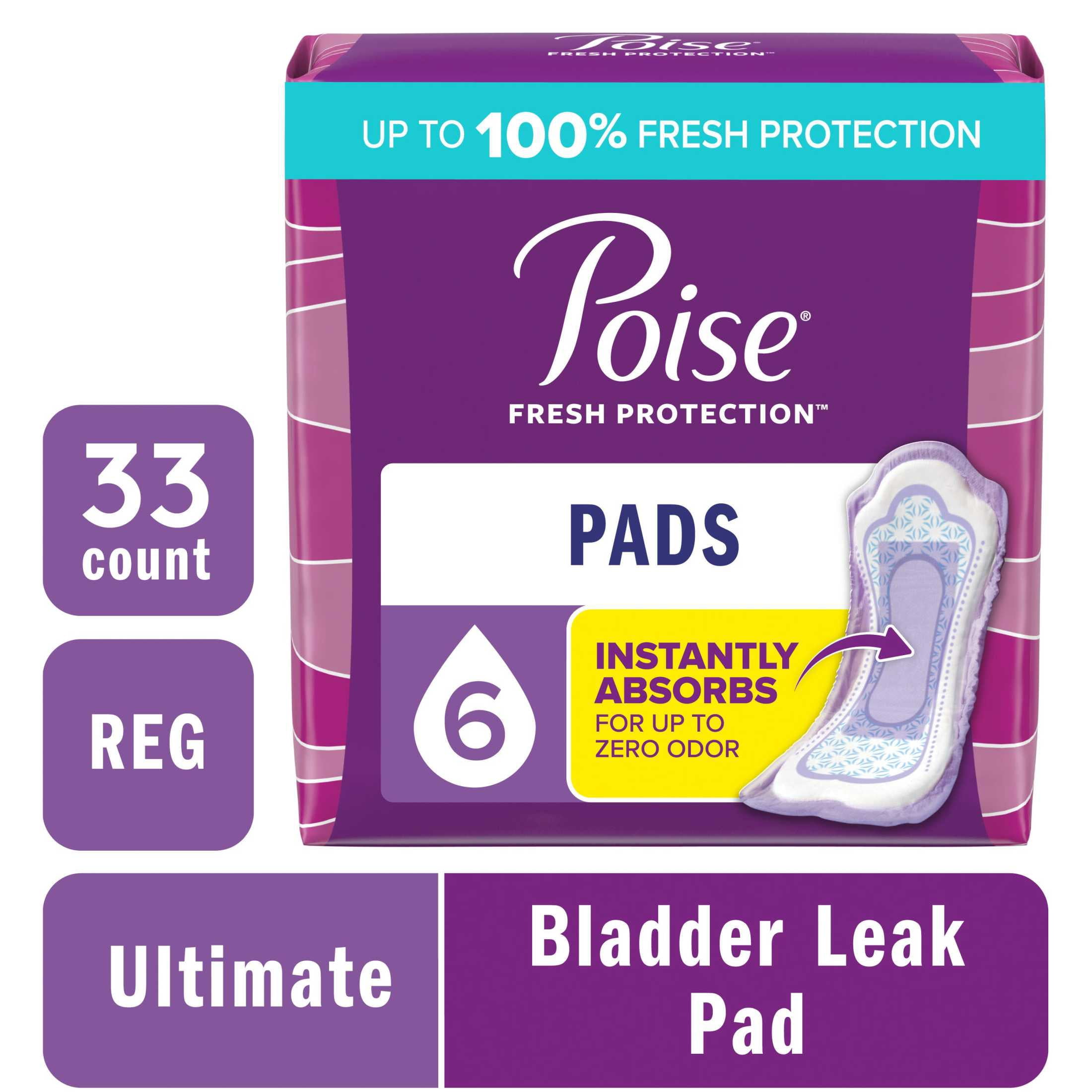 Poise-Incontinence-Pads-for-Women-6-Drop-Ultimate-Absorbency-Regular-Length-33-Count_13b88523-610a-4247-8612-d9e5b3fc2f1d.e4aee42d95a15fbb61c0e731688d8158.jpeg Poise Women's Incontinence Pads, Ultimate Absorbency, Regular Length (33 Count) - Image 1