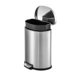 Qualiazero Kitchen Trash Can, 13.2 Gallon Stainless Steel Slim Step Garbage Bin with Soft Close Lid, Silver