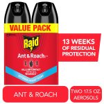 Raid Ant & Roach Insect Killer, Outdoor Fresh Scent Bug Spray, Insect Spray, 17.5 oz, Pack of 2