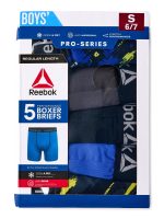 Reebok Boys Performance Boxer Brief Underwear, 5-Pack, Sizes S-XL