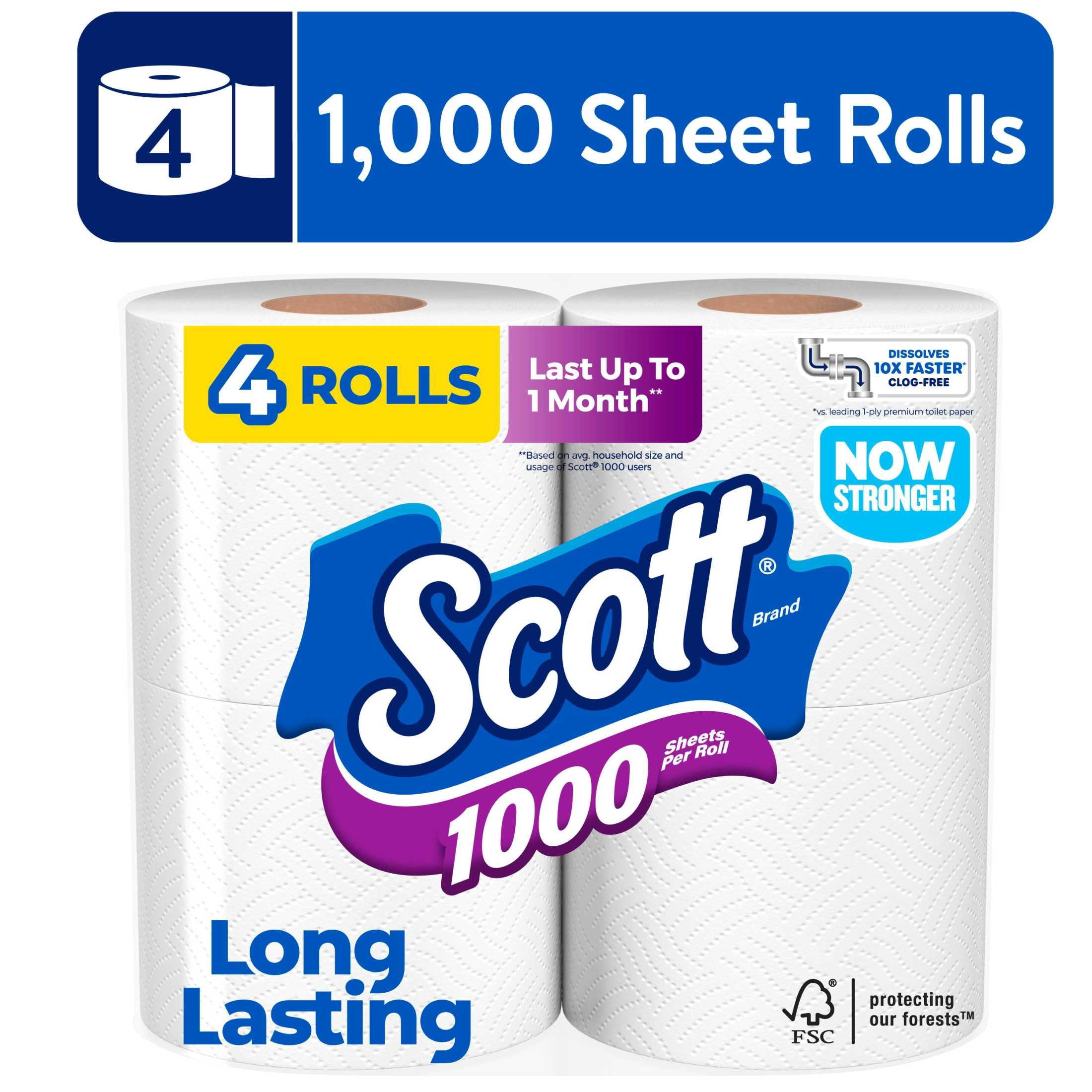 Scott-1000-Toilet-Paper-4-Rolls-1-000-Sheets-per-Roll_67f79dc5-6241-49de-a562-8f2032f653cd.b6e8b1b799dd6502daa045cc12b37323.jpeg Scott 1000 1-Ply Toilet Paper, 4 Rolls, 1,000 Sheets per Roll - Image 1