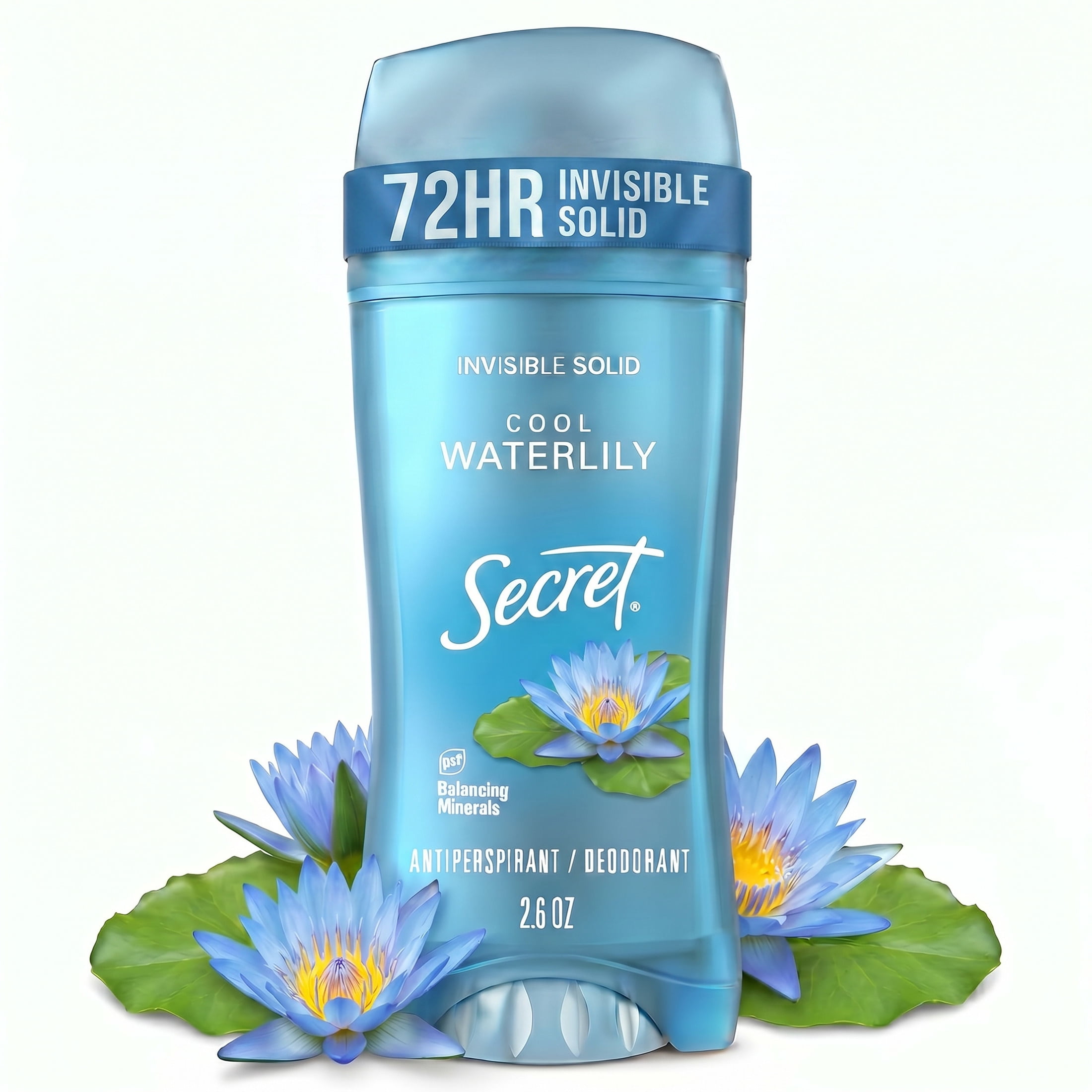 Secret-Invisible-Solid-Antiperspirant-Deodorant-Stick-for-Women-Waterlily-Scent-2-6-oz_a005ae09-ce26-447f-b997-3e7272130c3e.d9b6203d41234f8c2fb73e91dbf20fcb.jpeg Secret Antiperspirant & Deodorant for Women, Invisible Solid, 72HR Breathable Sweat & Odor Protection, Cool Waterlily Scent, 2.6 oz - Image 1