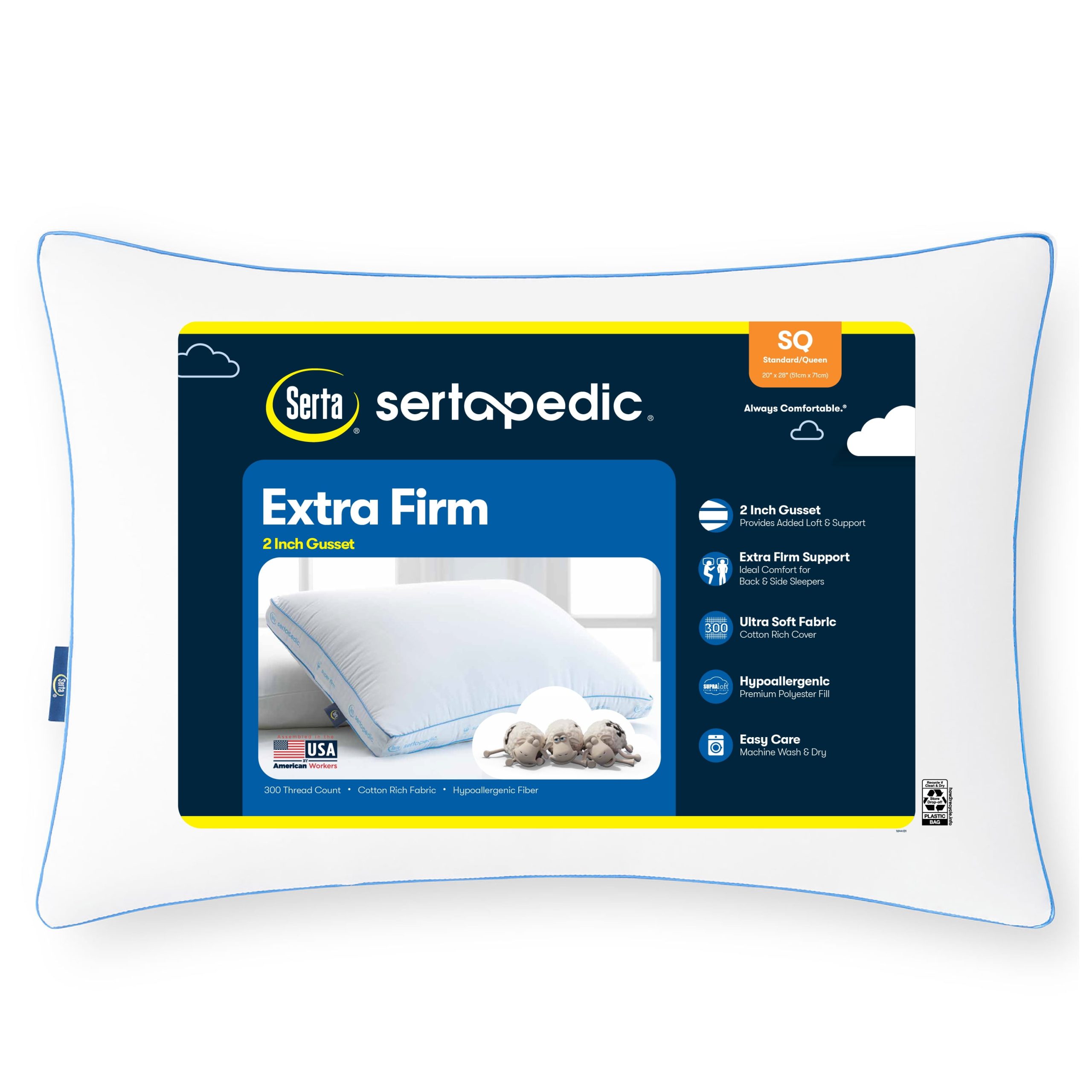 Sertapedic-Super-Firm-Bed-Pillow-Standard-Queen_dc4f7663-6e36-4eb3-8671-606a52f0332a.05ac1f7a2bf0b0e967142fc16186e922.jpeg Sertapedic Extra Firm Standard/Queen Bed Pillow, Hypoallergenic - Image 1