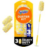 Swiffer Heavy Duty 3 ft Extendable Duster Kit with Refills, Unscented, 1 Handle + 3 Refills
