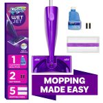 Swiffer Wet Jet with Refill, Unscented, 1 Handle + 1 Solution & 5 Pads (Battery Included)