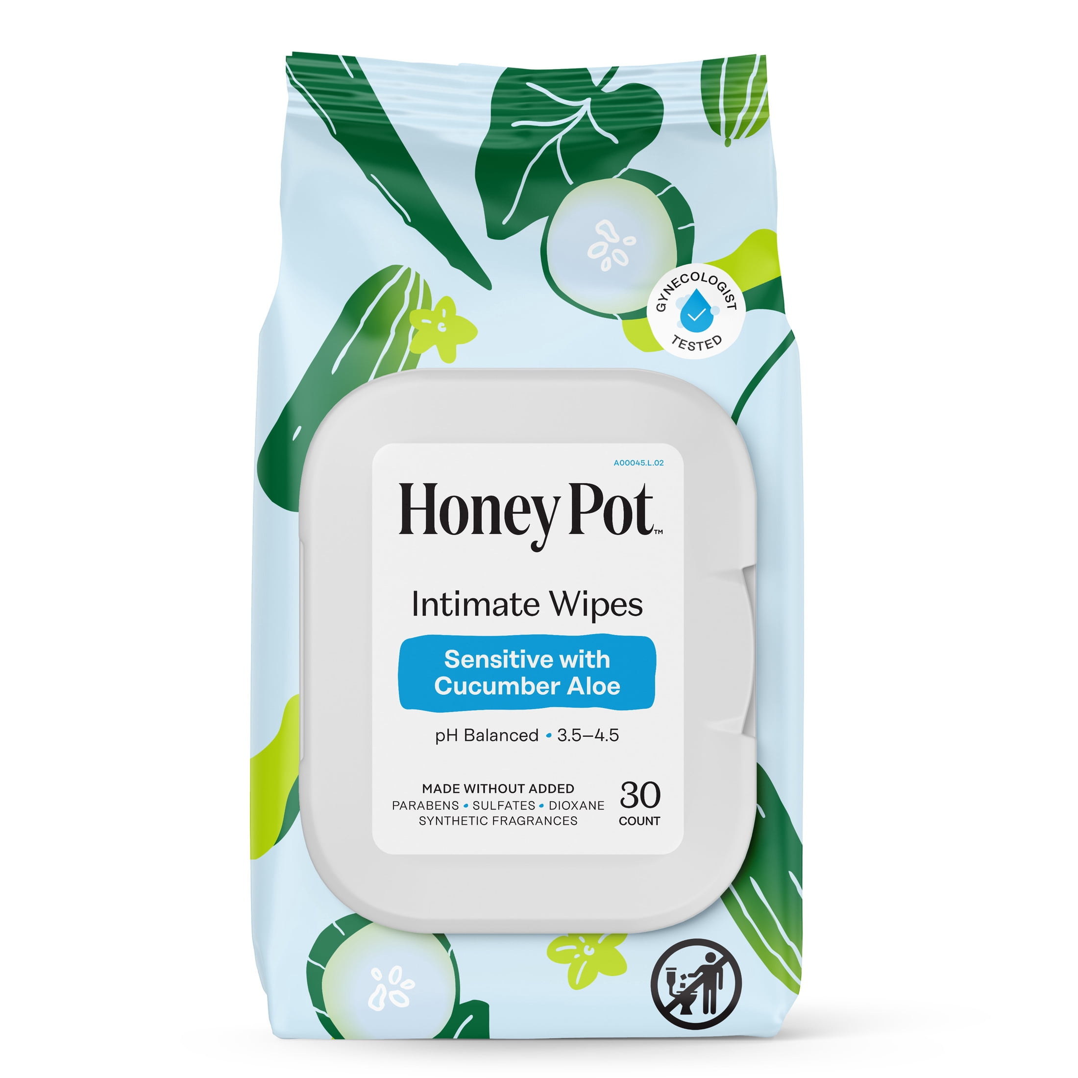 The-Honey-Pot-Company-Cucumber-Aloe-Feminine-Cleansing-Wipes-Intimate-Parts-Body-or-Face-30-ct_ef5573b2-bacc-4f74-b4d3-292d745ca75a.791ff3703ac8dc6bffff2c0e5ab3bb8c.jpeg Honey Pot Intimate Wipes - Sensitive with Cucumber Aloe, 30 count - Image 1