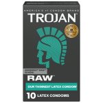 Trojan Raw Thinnest Premium Latex Lubricated Condoms for Men, 10 Count