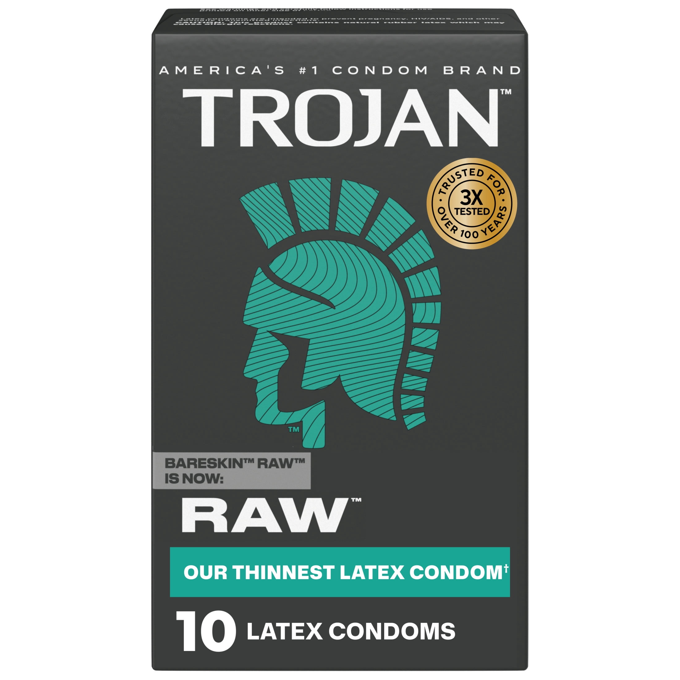 Trojan-Bareskin-Raw-Condoms-Thin-Condoms-10-Count-Lubricated-Condoms_b0a14bac-15bd-4156-a4b9-eb454d8a8a1a.8497a6db95ae4cbdcb707d60873abb84.jpeg Trojan Raw Thinnest Premium Latex Lubricated Condoms for Men, 10 Count - Image 1