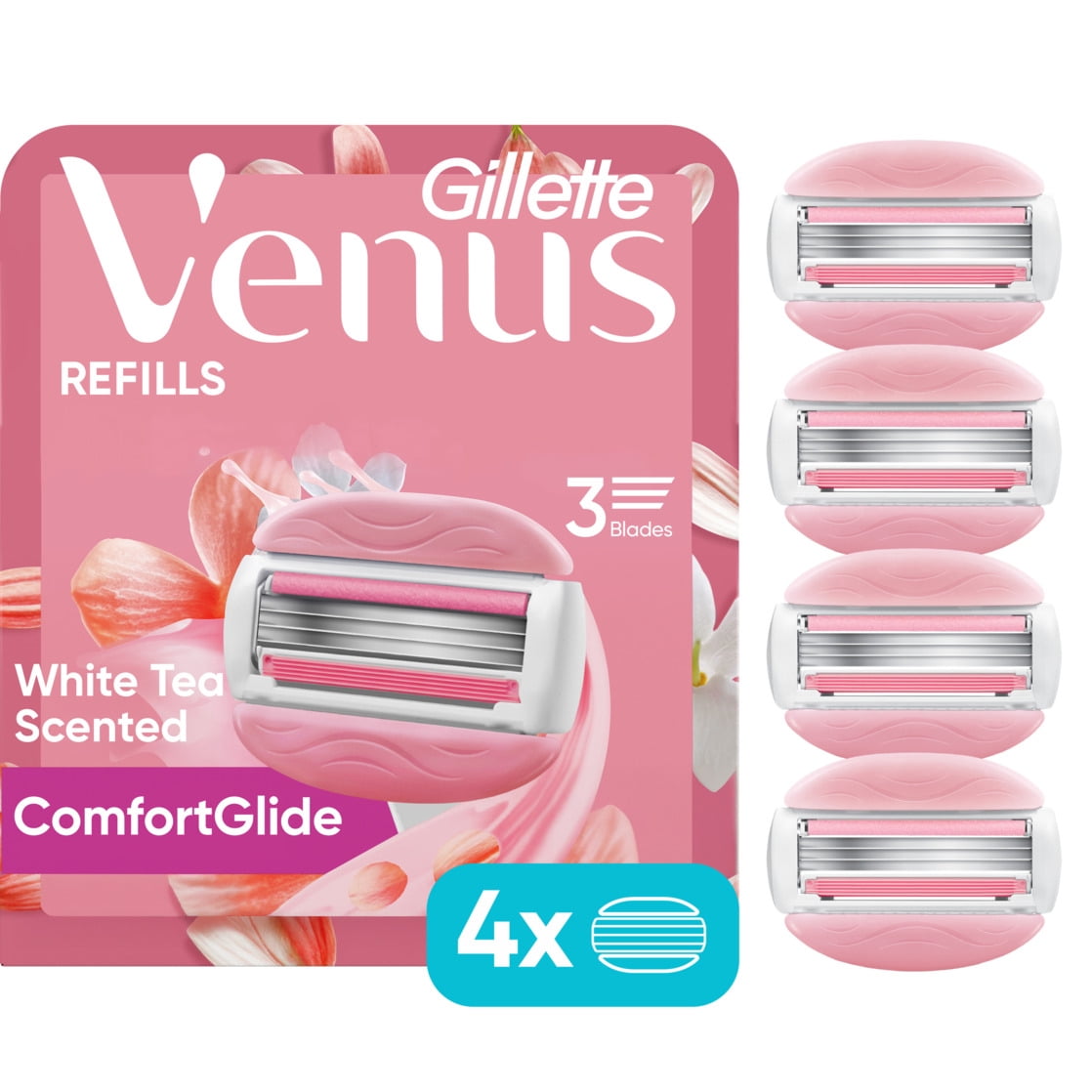 Venus-ComfortGlide-3-White-Tea-Women-s-Razor-Blade-Refills-4-Count_f115ff6b-2ed4-4123-9838-df4dd3665370.9226cd42e208b041f417794b323309d3.jpeg Venus Womens Razor Blade Refills, ComfortGlide 3 White Tea, 4 Count - Image 1