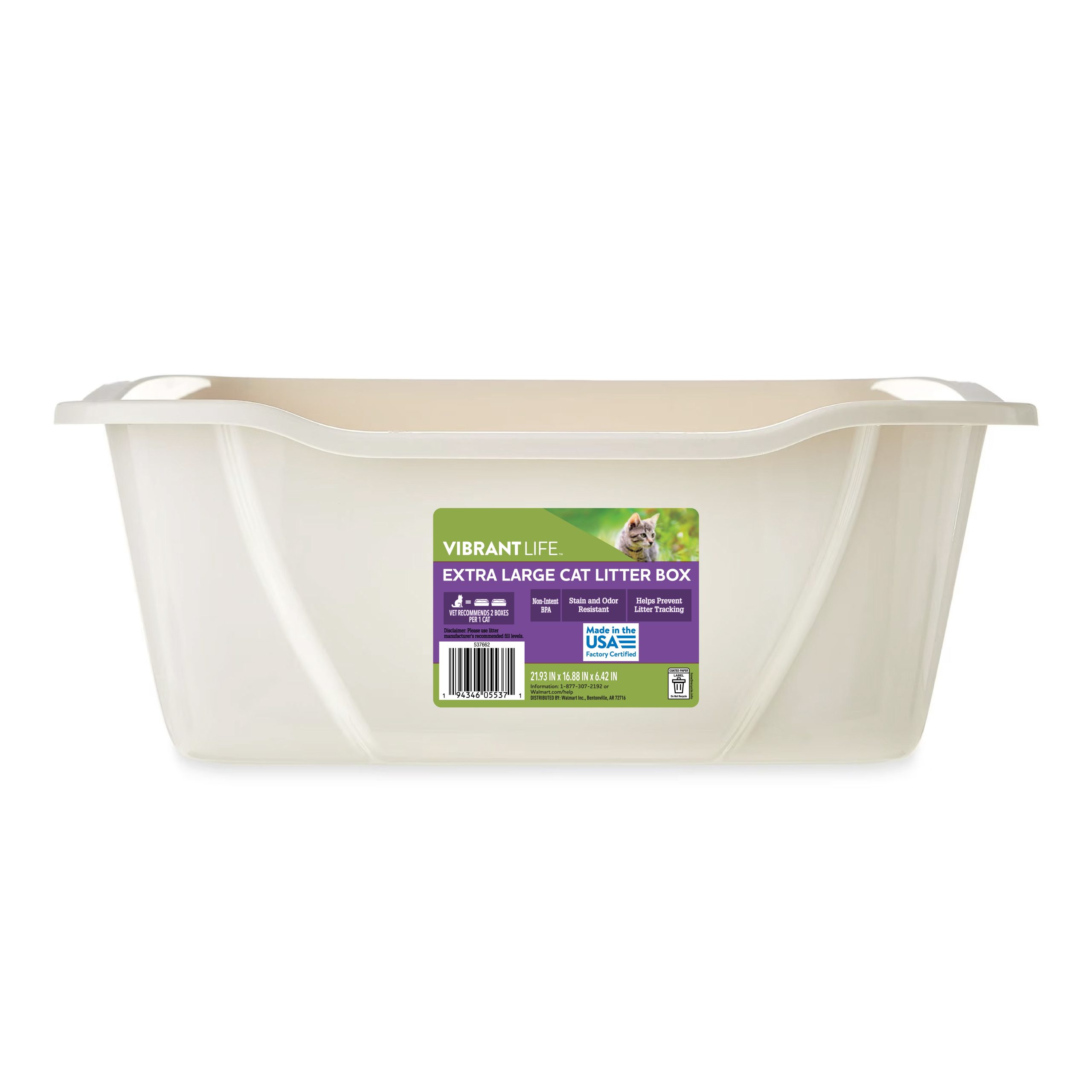 Vibrant-Life-Extra-Large-Open-Cat-Litter-Box_6ba12b10-babc-4f14-b028-f23033c5ff91.3f4f5fd71ab6f6f2971a6797ff80db25.jpeg Vibrant Life Extra Large Open Top Cat Litter Box - Image 1
