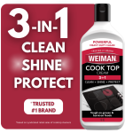 Weiman Cooktop Cleaner and Polish Cream for Glass, Ceramic and Induction Surfaces -15 oz, Unscented