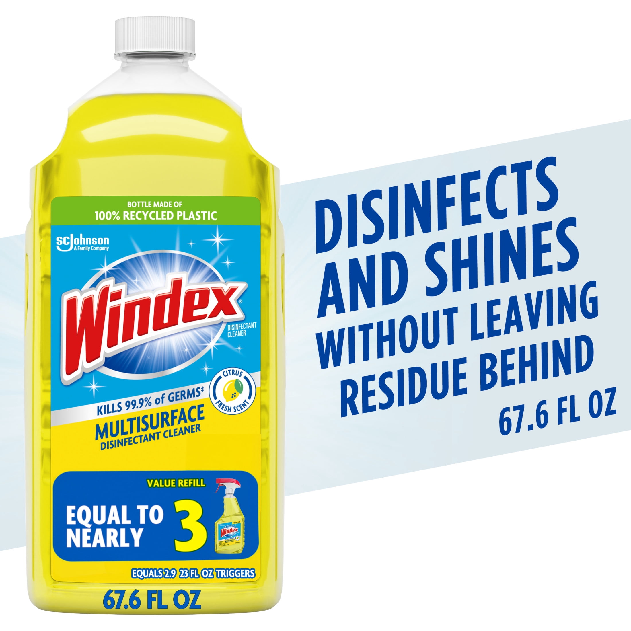 Windex-Disinfectant-Cleaner-Multi-Surface-Refill-Citrus-Fresh-2-L_c19db5c9-872d-44ef-b331-0cac297f6662.d43144bf6e29f97bfbe29d1fbc5ebfe9.jpeg Windex Disinfectant Cleaner Multi-Surface Refill, Citrus Fresh, 67.6 fl oz - Image 1