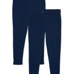 Wonder Nation Girls School Uniform Stretch Ponte Knit Leggings, 2-Pack, Sizes 4-16 & 8-20 Plus