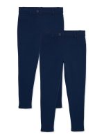 Wonder Nation Girls School Uniform Stretch Ponte Knit Leggings, 2-Pack, Sizes 4-16 & 8-20 Plus
