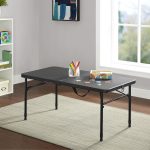 Mainstays 40 in Centerfold Fold-in-Half Folding Table, Adjustable Height, Black - Image 3