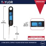Taylor Stainless Steel Digital Foldable Probe Meat Thermometer with Blue Backlight Display - Image 2