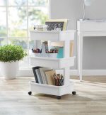 Mainstays 3-Tier Plastic Rolling Laundry Cart, Arctic White - Image 5