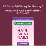 Nature's Bounty Optimal Solutions Advanced Hair, Skin and Nail Biotin & Vitamins A, C, & E, Women's Multivitamin, Softgels, 120 Ct - Image 5