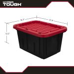 Hyper Tough 12 Gallon Snap Lid Storage Bin, Black Base with Red Lid, Heavy Duty Plastic - Image 2