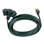 Hyper Tough 25 ft 16 AWG 3-Prong Triple Outlet Outdoor Extension Cord, Green, 13 Amps - Image 3