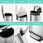 Qualiazero Kitchen Trash Can, 13.2 Gallon Stainless Steel Slim Step Garbage Bin with Soft Close Lid, Silver - Image 4