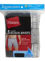 Hanes Men's Black/Grey Boxer Briefs, 3 Pack - Image 2