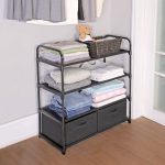 Mainstays 4-Shelf Closet Organizer with 2 Fabric Bins, Black, Metal Frame - Image 6