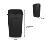 Mainstays Kitchen Trash Can, 13 Gallon Plastic Garbage Bin with Swing Top Lid, Black - Image 5