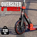 Kick Scooter for Adults and Teens – Folding Adjustable Scooter with 200mm Big Wheels – Lightweight Commuter Scooter for Boys and Girls – Red and Black – Durable Steel Frame – Madd Gear Kruzer 200 - Image 2