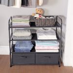 Mainstays 4-Shelf Closet Organizer with 2 Fabric Bins, Black, Metal Frame - Image 5