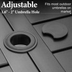 MF Studio 6-Person Outdoor Rectangular Metal Dining Table with Umbrella Hole, All-Weather Resistance Patio Table, Black - Image 6