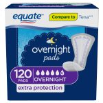 Equate Women's Incontinence Pads, Unscented, Overnight, 120 Count - Image 2