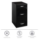 Space Solutions 3 Drawer Letter Width Vertical File Cabinet with Pencil Drawer, Black - Image 7