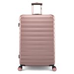 iFLY Fibertech 28" Large Checked Suitcase – Hardside Expandable Spinner Luggage for Travel, Rose Gold